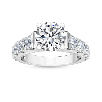 18K Solid Gold 3.41CT Round Cut Natural Diamond Engagement Ring