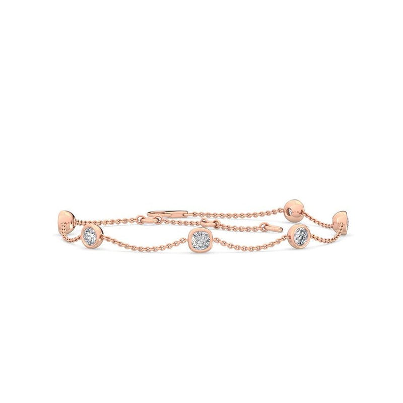 14K 1ct Natural Diamond Bezel Bracelet