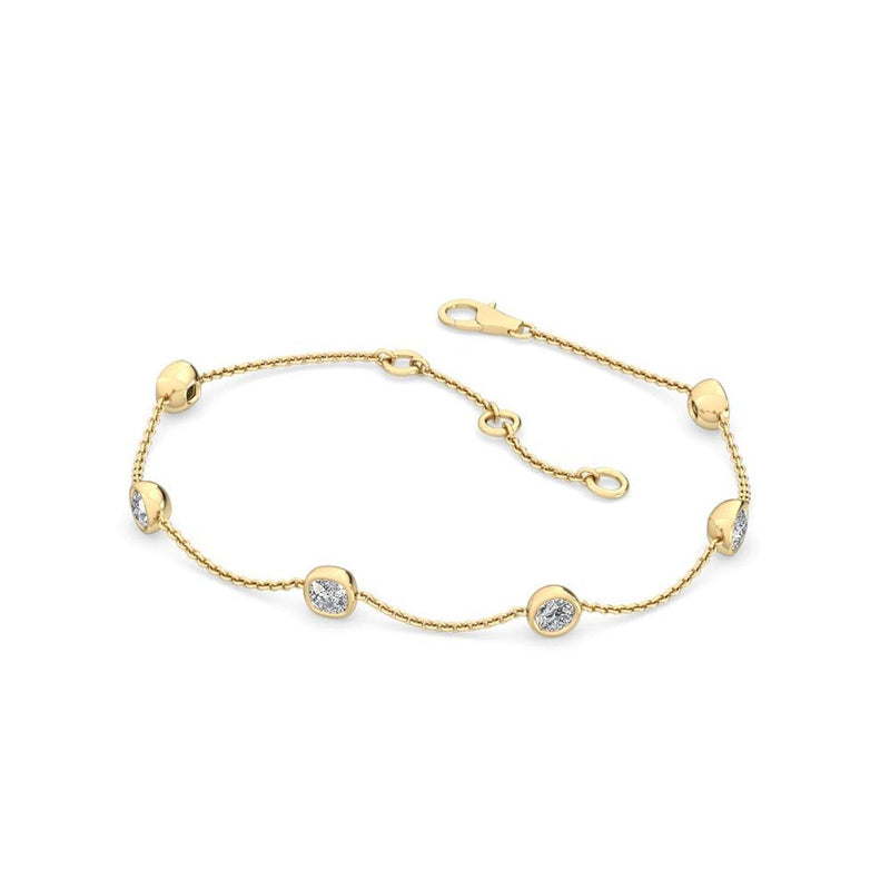 14K 1ct Natural Diamond Bezel Bracelet