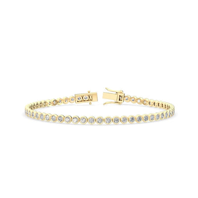 3.11 Ct Natural Diamond Bezel-Set Tennis Bracelet in 18K Solid Gold