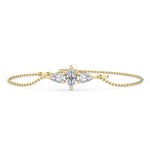 0.50Ct Marquise & Pear Cut Dainty Natural Diamond Bracelet in 18K Solid Gold - Close Up