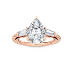 14K 3.5ct Lab Grown Diamond Pear Cut Three Stone Engagement Ring