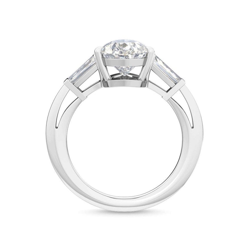 14K 3.5ct Lab Grown Diamond Pear Cut Three Stone Engagement Ring