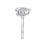 18K Solid Gold 3.60ct Pear Cut with Baguette Side Stones Natural Diamond Engagement Ring - View 6