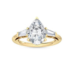 14K 3.5ct Lab Grown Diamond Pear Cut Three Stone Engagement Ring