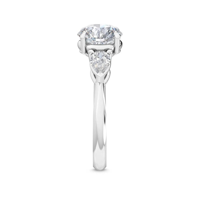 14K 2.5ct Natural Diamond Round Cut Three Stone Engagement Ring