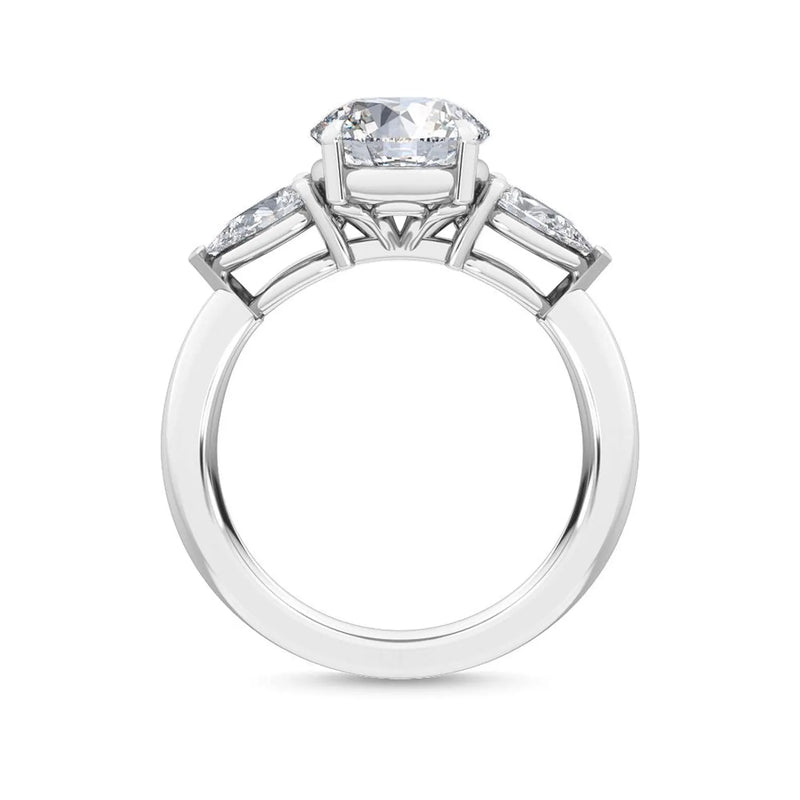 2.57 ct Pear & Round Cut Natural Diamond Engagement Ring in 18K Solid Gold - Close Up