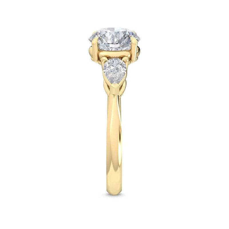 14K 2.5ct Natural Diamond Round Cut Three Stone Engagement Ring