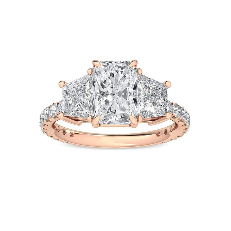 18K Solid Gold 2.75ct Radiant Cut Lab Grown Diamond Engagement Ring - Side View | Riyanika Jewels