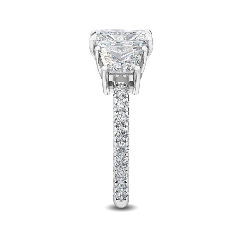 14K 2.5ct Lab Grown Diamond Radiant Cut Three Stone Engagement Ring