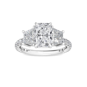 18K Solid Gold 2.75ct Radiant Cut Natural Diamond Engagement Ring