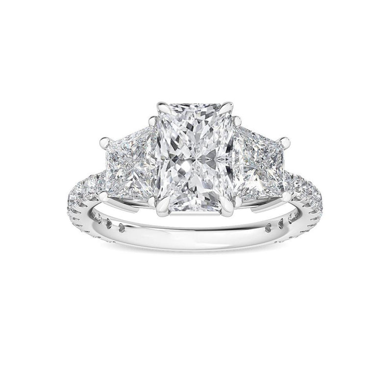 18K Solid Gold 2.75ct Radiant Cut Natural Diamond Engagement Ring