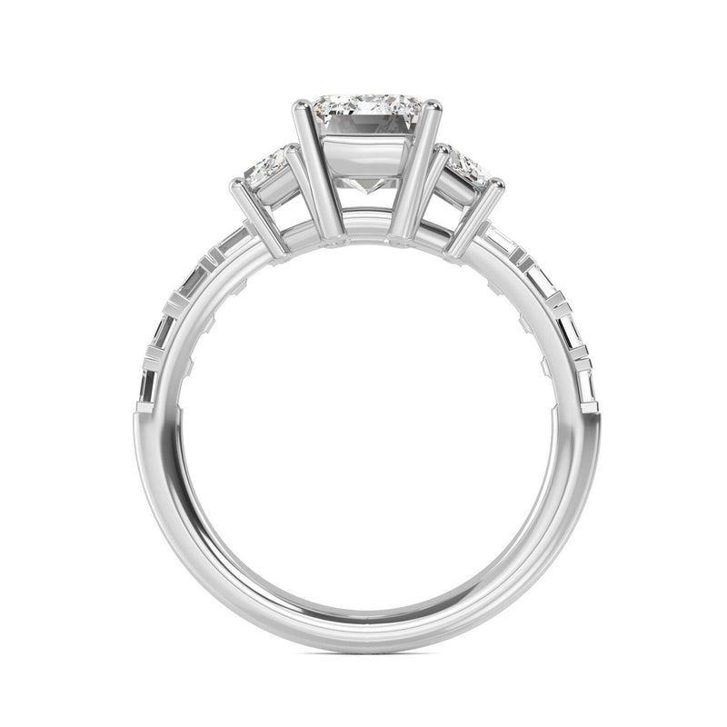 3.93ct Emerald Cut Natural Diamond Engagement Ring in 18K Solid Gold - Detail | Riyanika Jewels