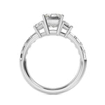 14K 4ct Lab Grown Diamond Emerald Cut Side Stone Engagement Ring