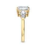 3.19 ct Radiant Cut Lab Grown Diamond with Side Stone Engagement Ring in 18K Solid Gold - Detail