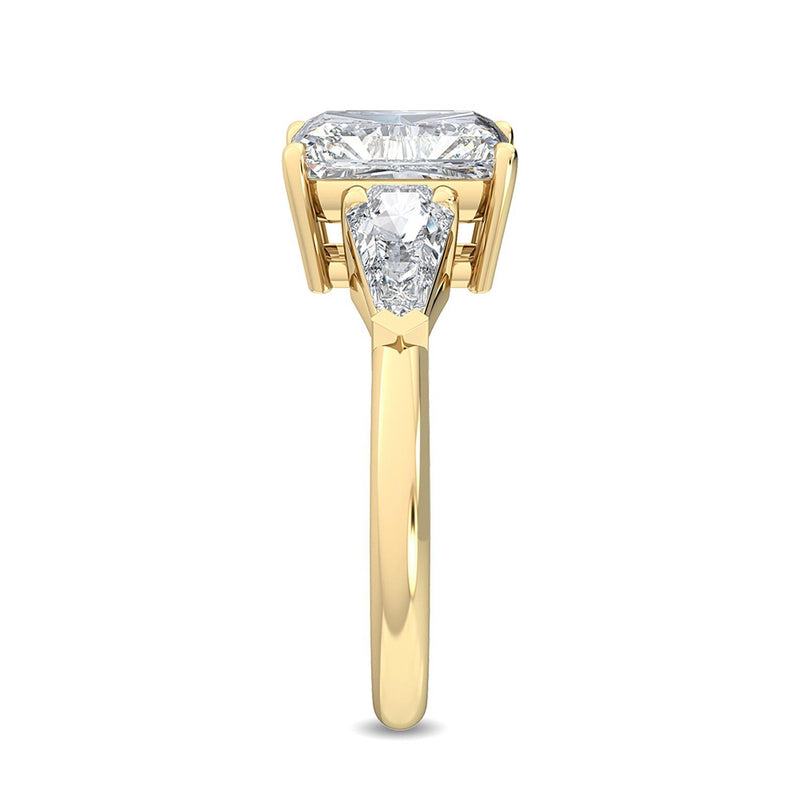 3.19 ct Radiant Cut Lab Grown Diamond with Side Stone Engagement Ring in 18K Solid Gold - Detail