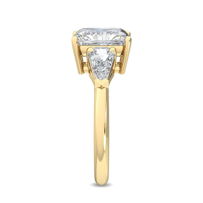 14K 3.5ct Lab Grown Diamond Radiant Cut Side Stone Engagement Ring