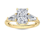 14K 3.5ct Lab Grown Diamond Radiant Cut Side Stone Engagement Ring