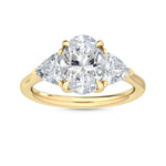 18K Solid Gold 2.57Ct Oval & Trillion Lab Grown Diamond Engagement Ring - View 6 | Riyanika Jewels