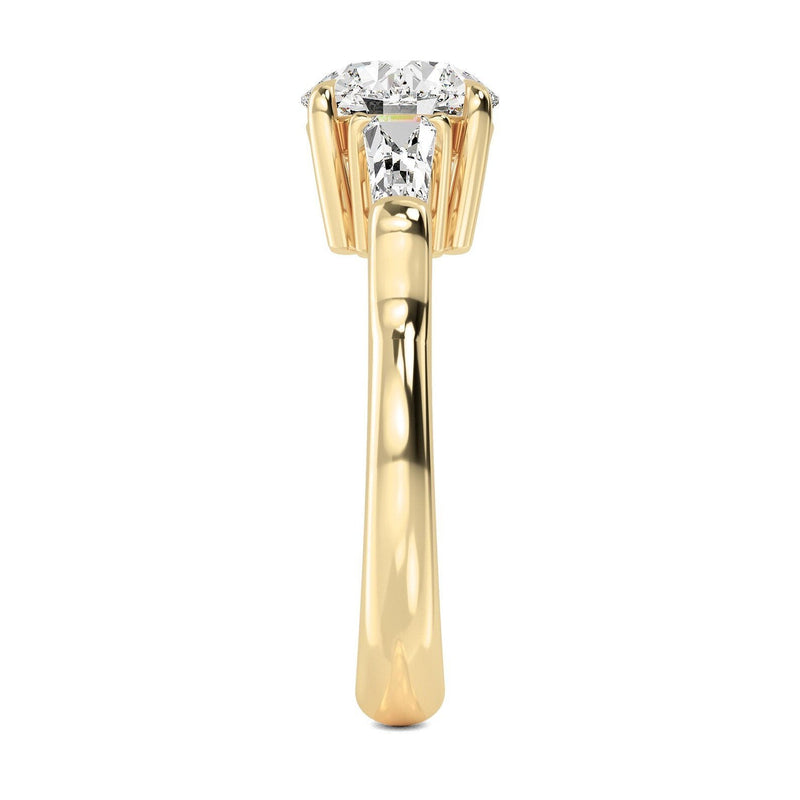 14K 2.5ct Lab Grown Diamond Round Cut Side Stone Engagement Ring