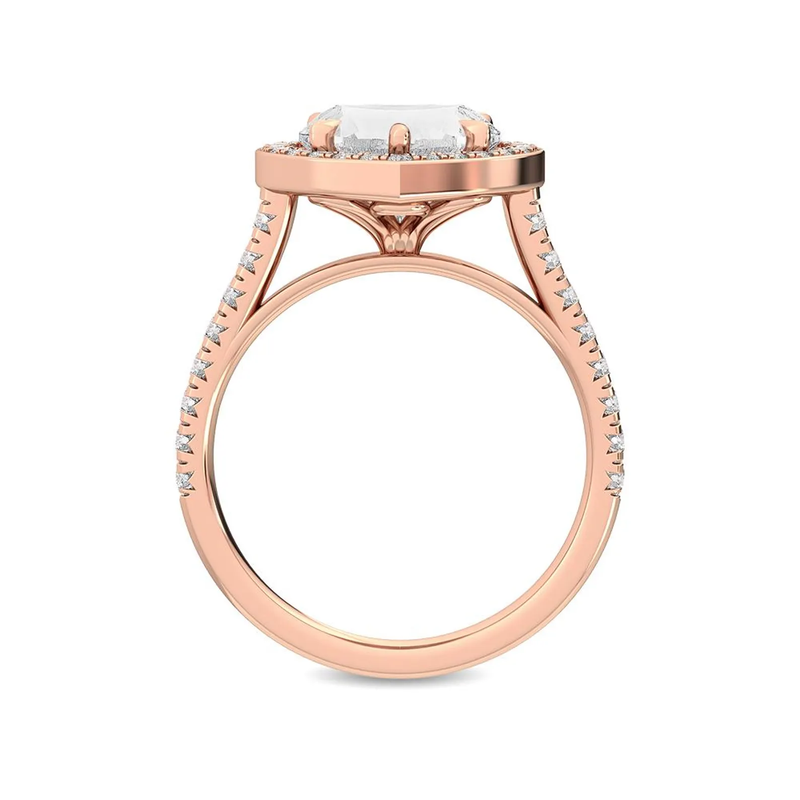 14K 2.5ct Natural Diamond Heart Cut Halo Engagement Ring