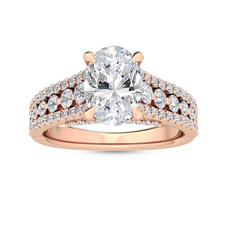 14K 2.5ct Natural Diamond Oval Cut Solitaire Engagement Ring