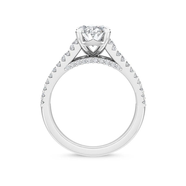 18K Solid Gold 2.42 Ct Oval Split Shank Pavé Lab Grown Diamond Engagement Ring - Side View | Riyanika Jewels