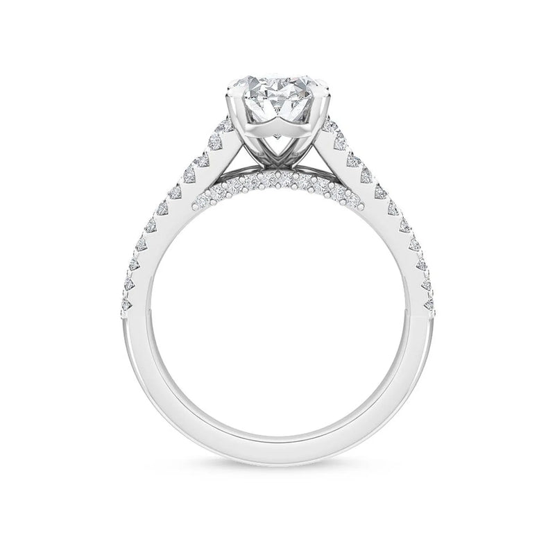 18K Solid Gold 2.42 Ct Oval Split Shank Pavé Lab Grown Diamond Engagement Ring - Side View