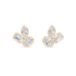 14K 2.06ct Natural Diamond Oval Cut Cluster Stud Earrings