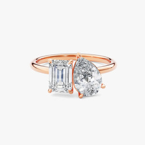 Emerald Pear Duo Glow 18K Lab Grown Diamond Toi et Moi Engagement Ring | Riyanika Jewels