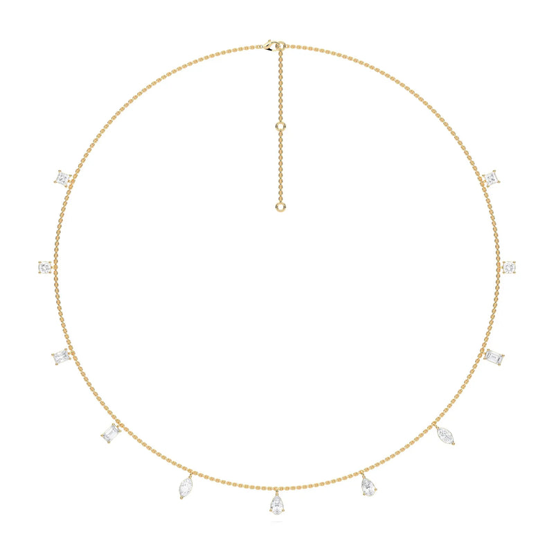 18K Solid Gold 3 CT Multi-shape Lab Grown Diamonds by the Yard Necklace - Side View