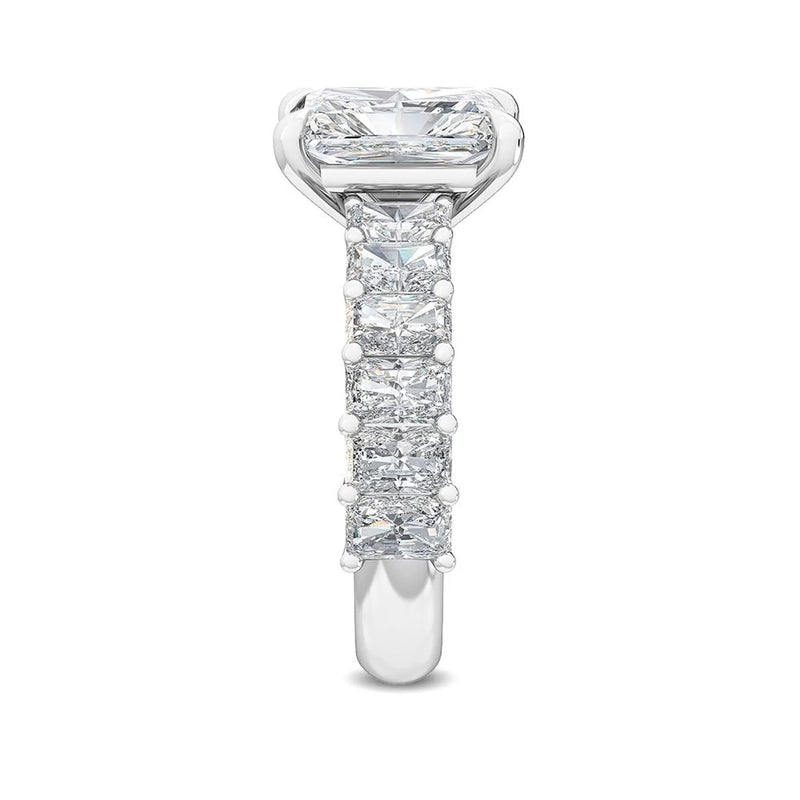 14K 3.5ct Lab Grown Diamond Radiant Cut Side Stone Engagement Ring