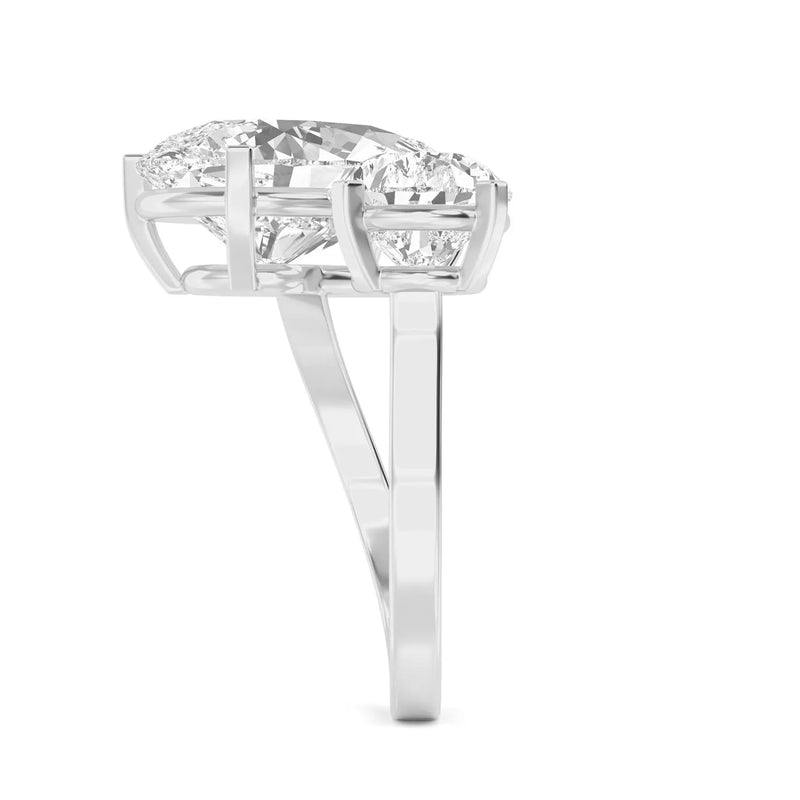 14K 4ct Lab Grown Diamond Pear Cut Toi et Moi Engagement Ring