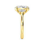 2.72 Ct Oval Cut Lab Grown Diamond Three Stone Engagement Ring in 18K Solid Gold - Close Up
