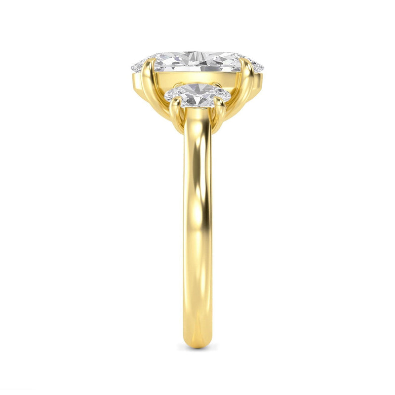 14K 2.5ct Natural Diamond Oval Cut Three Stone Engagement Ring