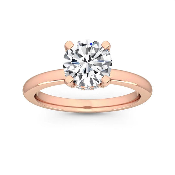 14K 1ct Natural Diamond Round Cut Solitaire Engagement Ring