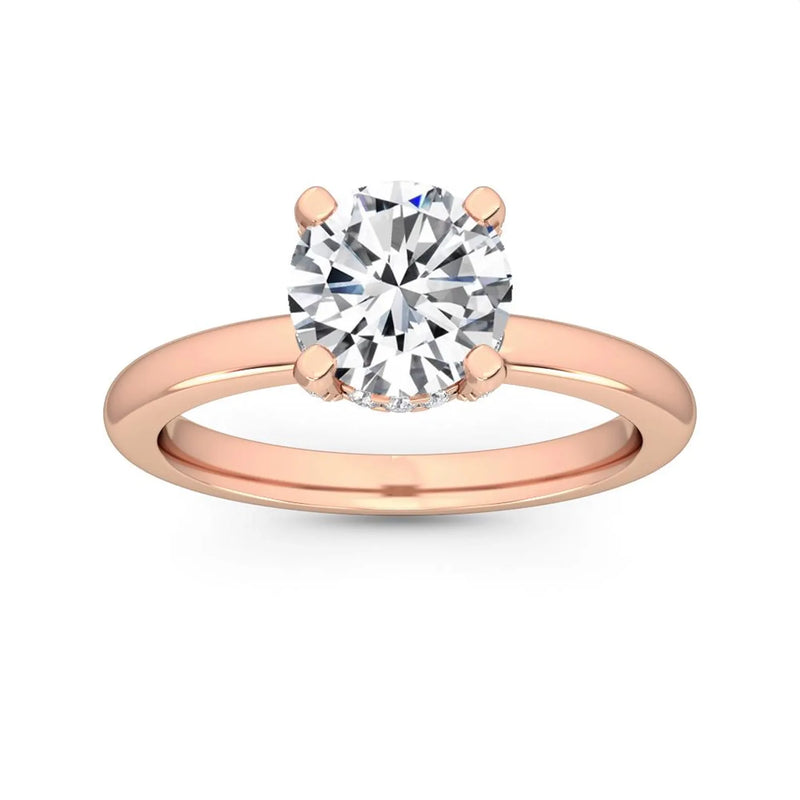 14K 1ct Natural Diamond Round Cut Solitaire Engagement Ring
