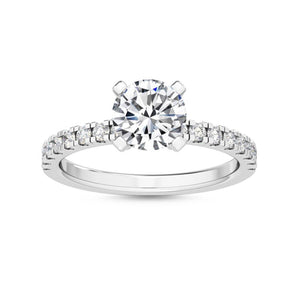 1.24 Ct Round Cut Natural Diamond Hidden Halo Engagement Ring in 18K Solid Gold