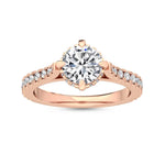 18K Solid Gold 2.87 CT Round Cut Natural Diamond Solitaire with Pave Side Stones Engagement - Side View | Riyanika Jewels