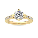 18K Solid Gold 2.87 CT Round Cut Natural Diamond Solitaire with Pave Side Stones Engagement Ring - Close Up | Riyanika Jewels