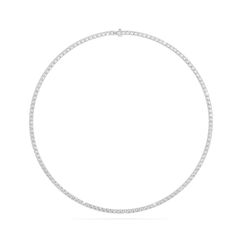 18K Solid Gold 7 CT Natural Diamond Classic Tennis Necklace