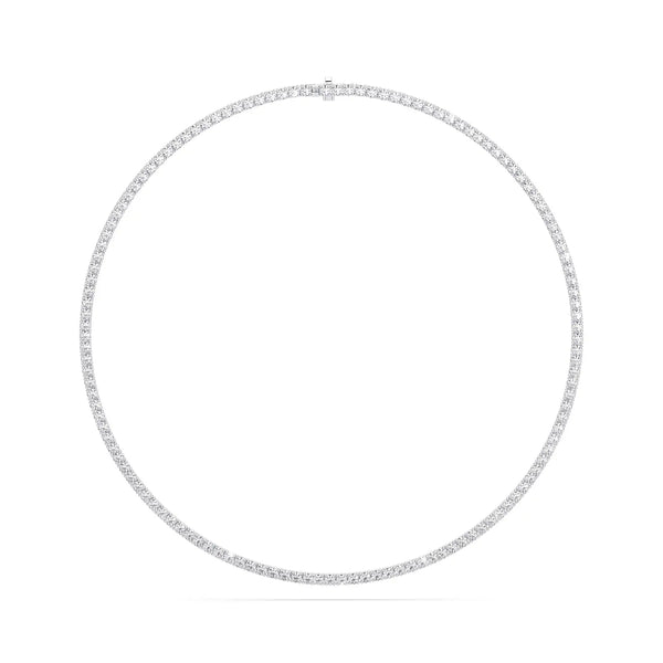 18K Solid Gold 12ct Natural Diamond Tennis Necklace