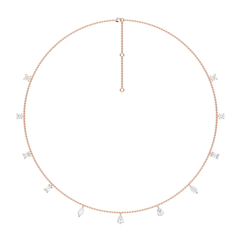 18K Solid Gold 3 CT Multi-shape Lab Grown Diamonds by the Yard Necklace - Detail | Riyanika Jewels