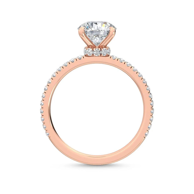 14K 2.5ct Natural Diamond Round Cut Side Stone Engagement Ring