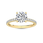 18K Solid Gold 2.57 CT Lab Grown Diamond Round Center with Pavé Side Stones Solitaire - Alternate Angle | Riyanika Jewels