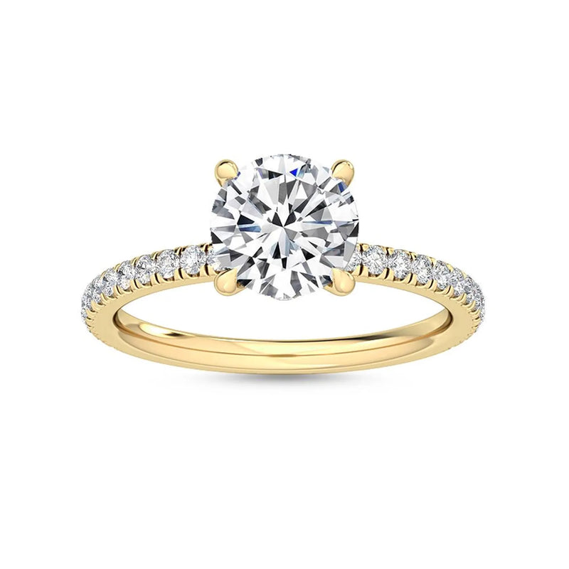 14K 2.5ct Lab Grown Diamond Round Cut Side Stone Engagement Ring