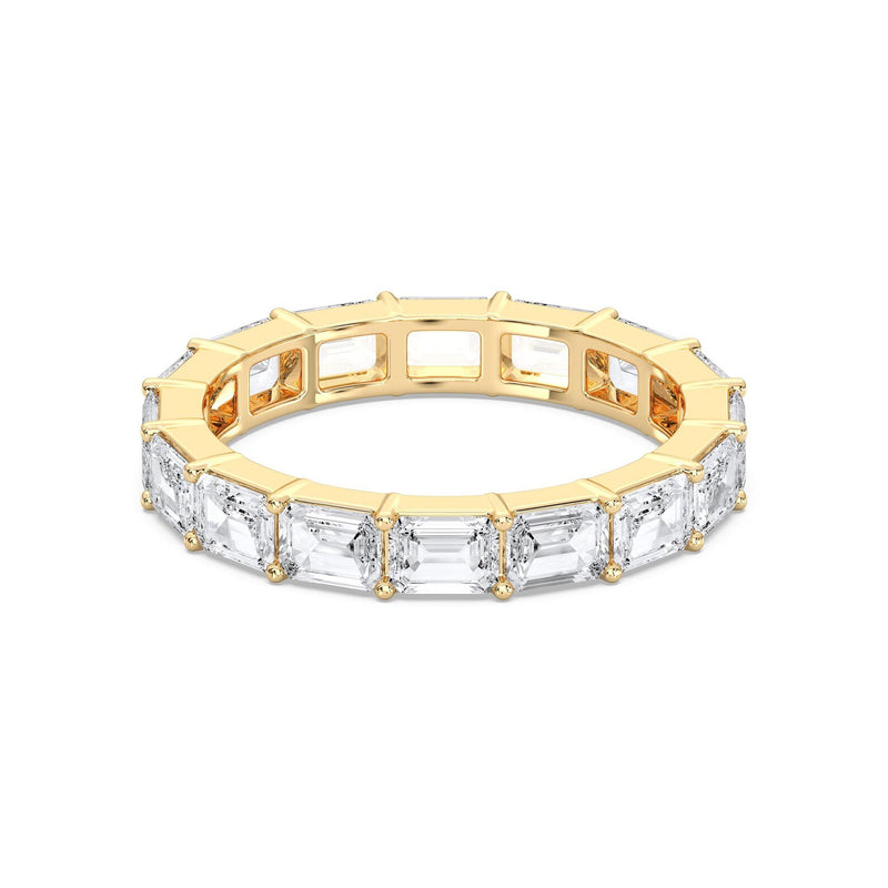 18K Solid Gold 3.2ct Emerald Cut Natural Diamond Eternity Band - Alternate Angle | Riyanika Jewels