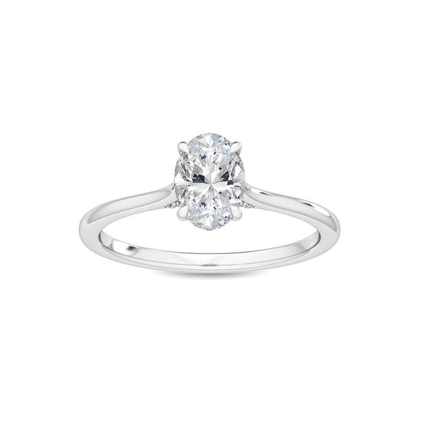 14K 1ct Natural Diamond Oval Cut Solitaire Engagement Ring