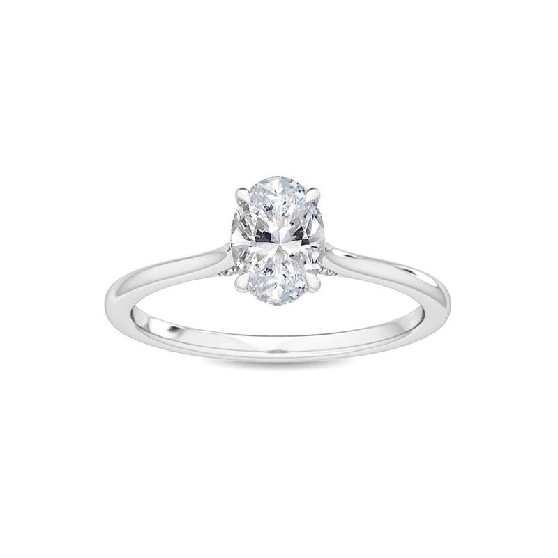 14K 1ct Natural Diamond Oval Cut Solitaire Engagement Ring