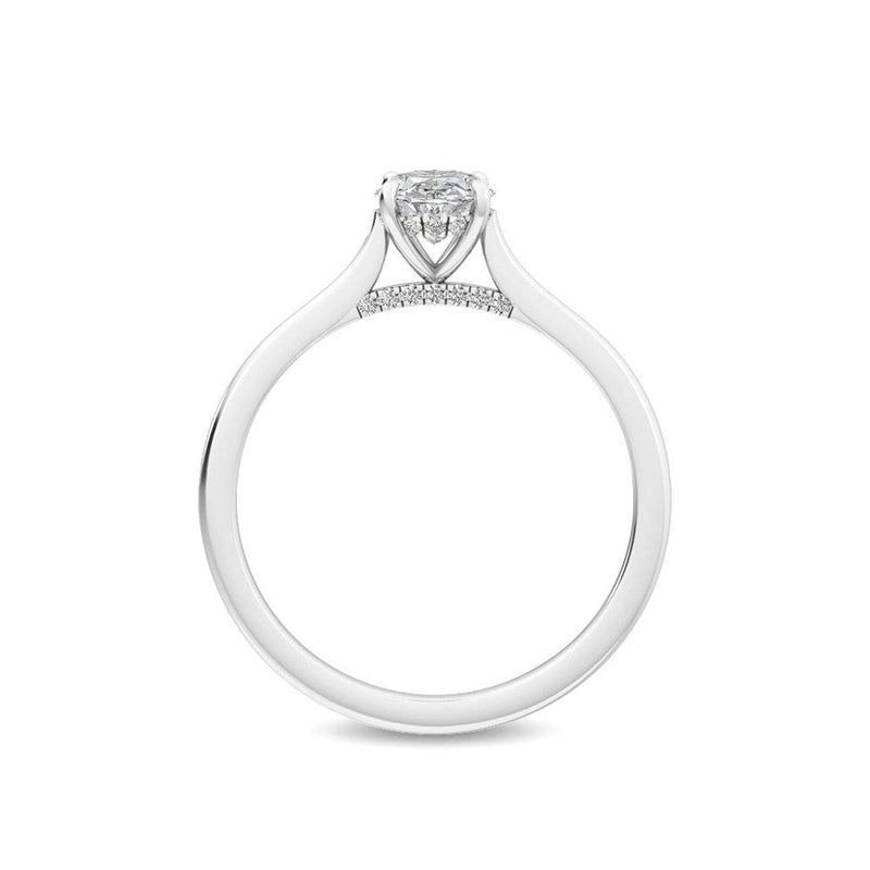 14K 1ct Natural Diamond Oval Cut Solitaire Engagement Ring